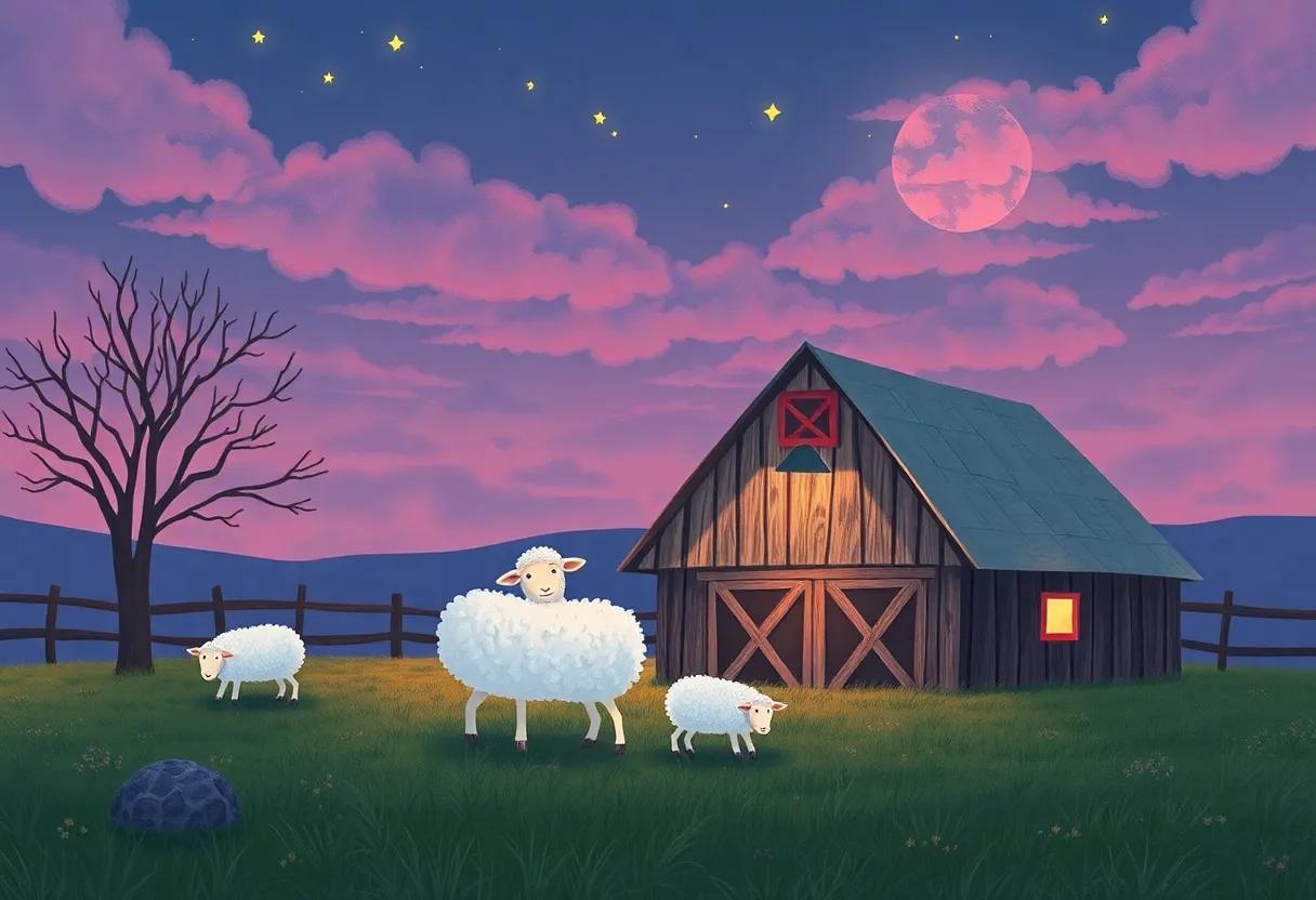 A Cozy Barn Bathed ⁤in Twilight's Embrace