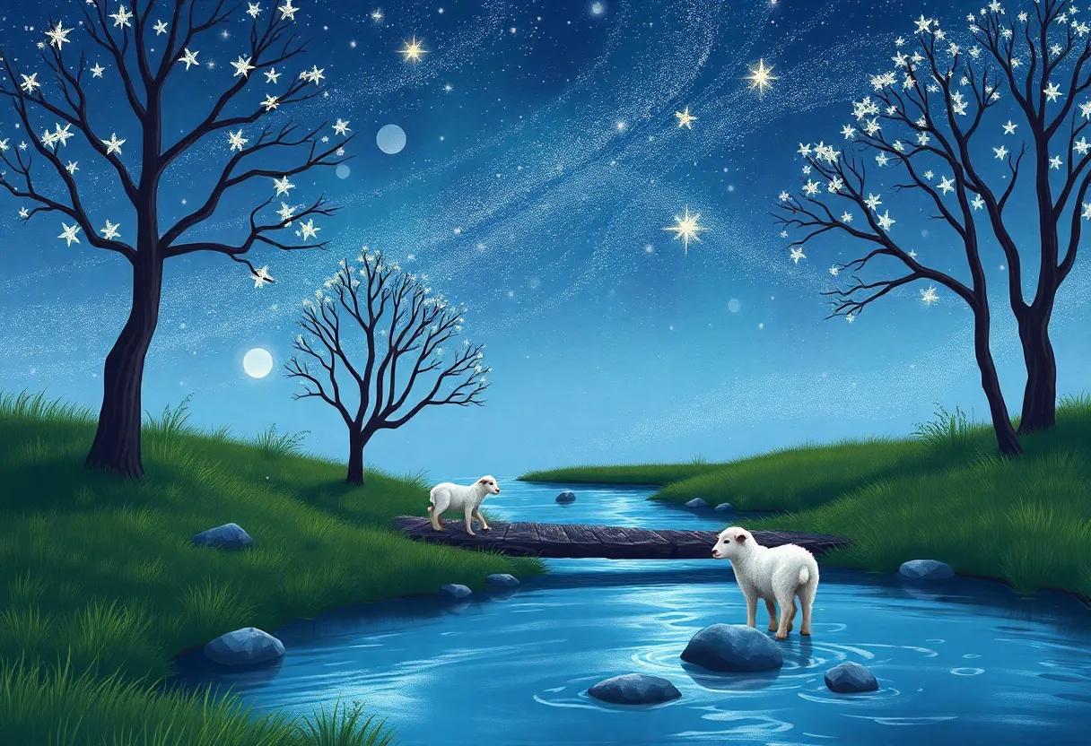Crossing the Silver Stream Beneath Starlit Trees