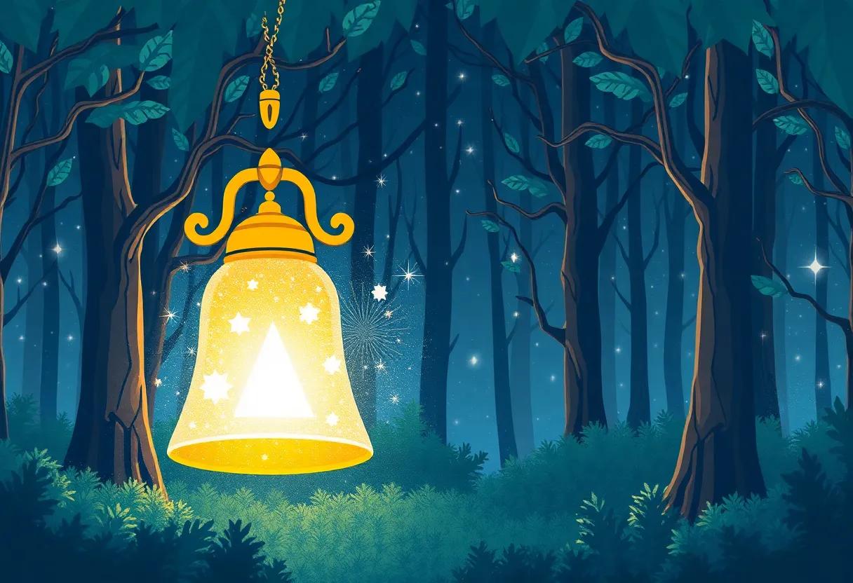 The Discovery of the shimmering Bell in the Enchanted Forest