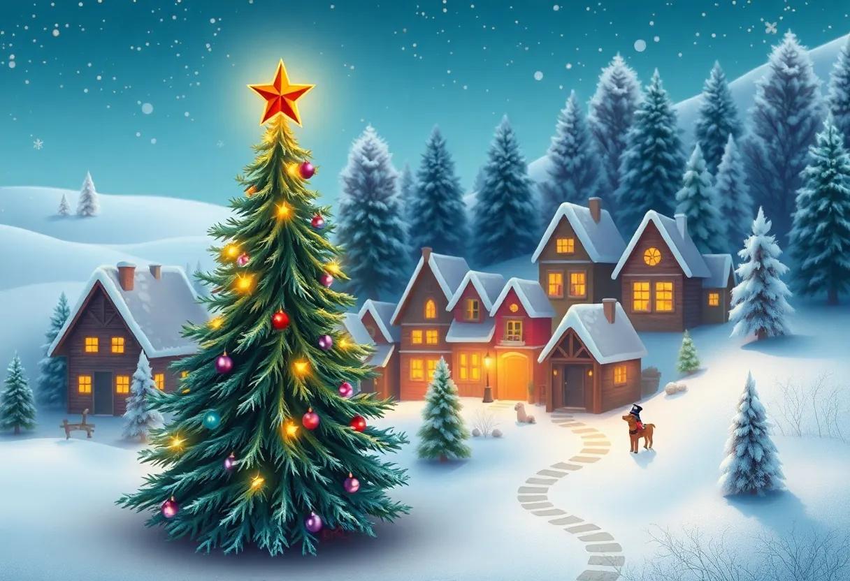 A Cozy Village Wrapped in Winter's embrace