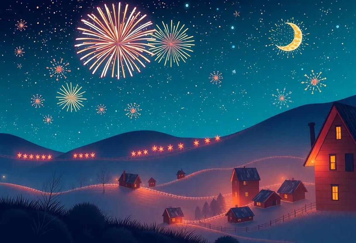The Firework's Journey Over Sleeping Villages