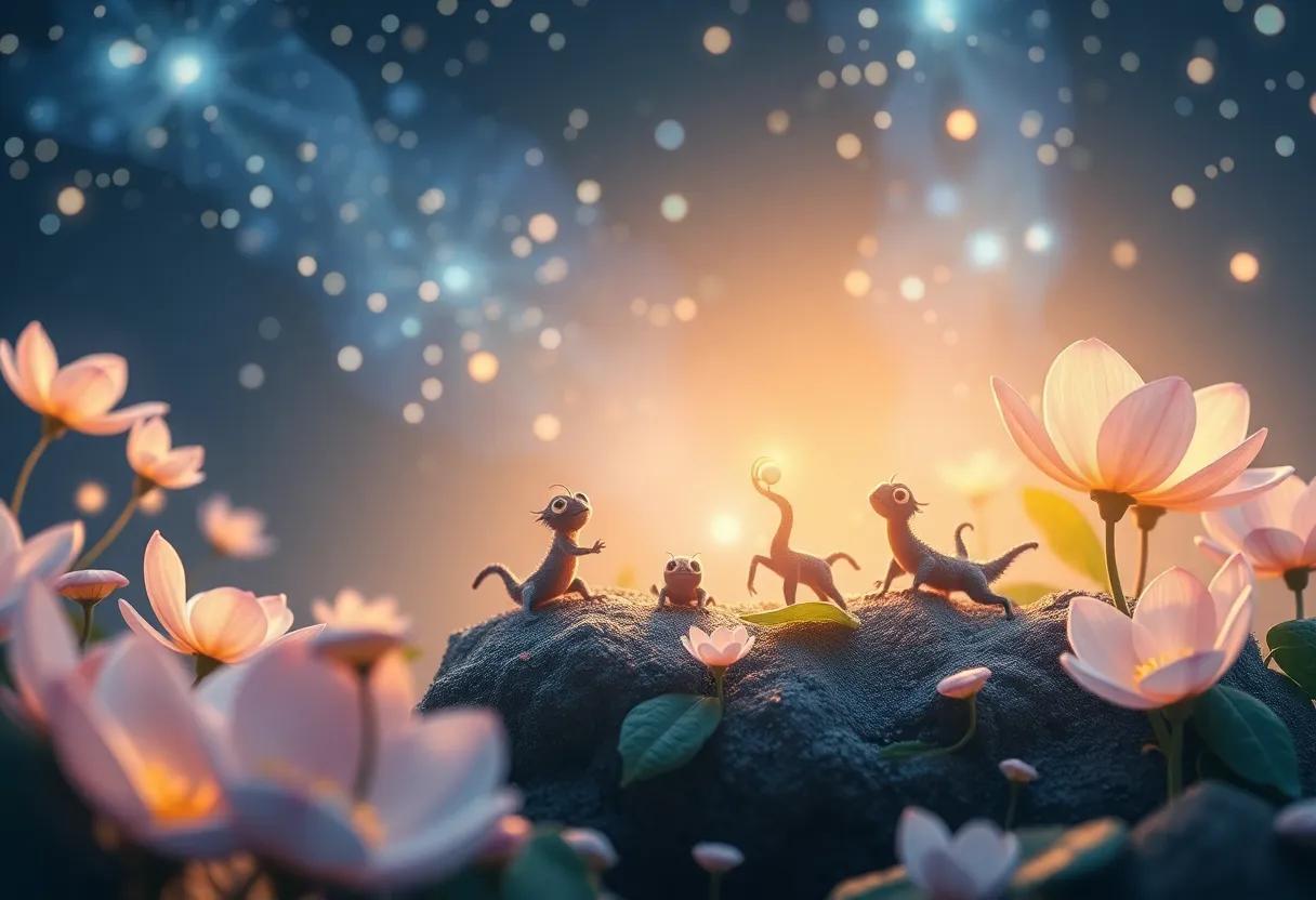 Tiny Creatures Guarding the Petals of Light