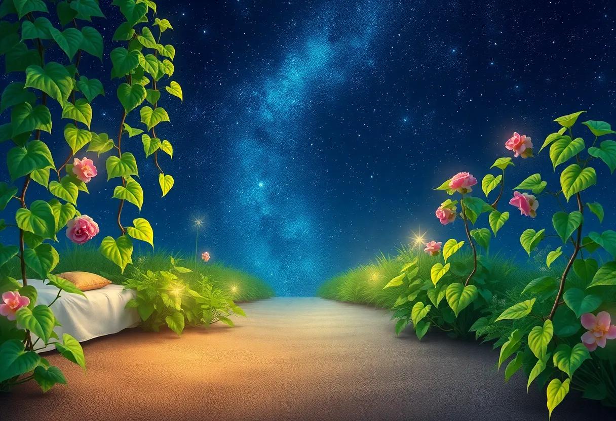 Starlit Vines Twisting Toward the ⁤Midnight Sky