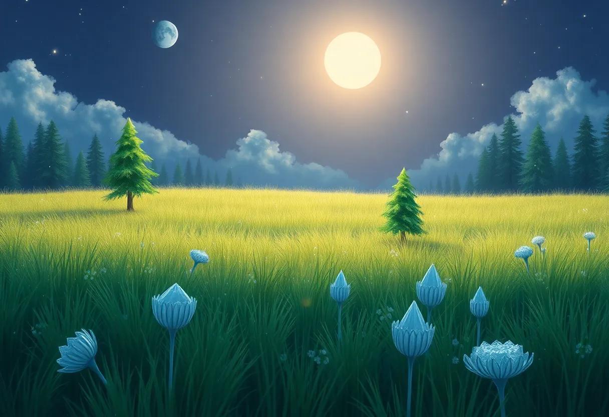 The Quiet Magic of Evergreen Pines and crystals