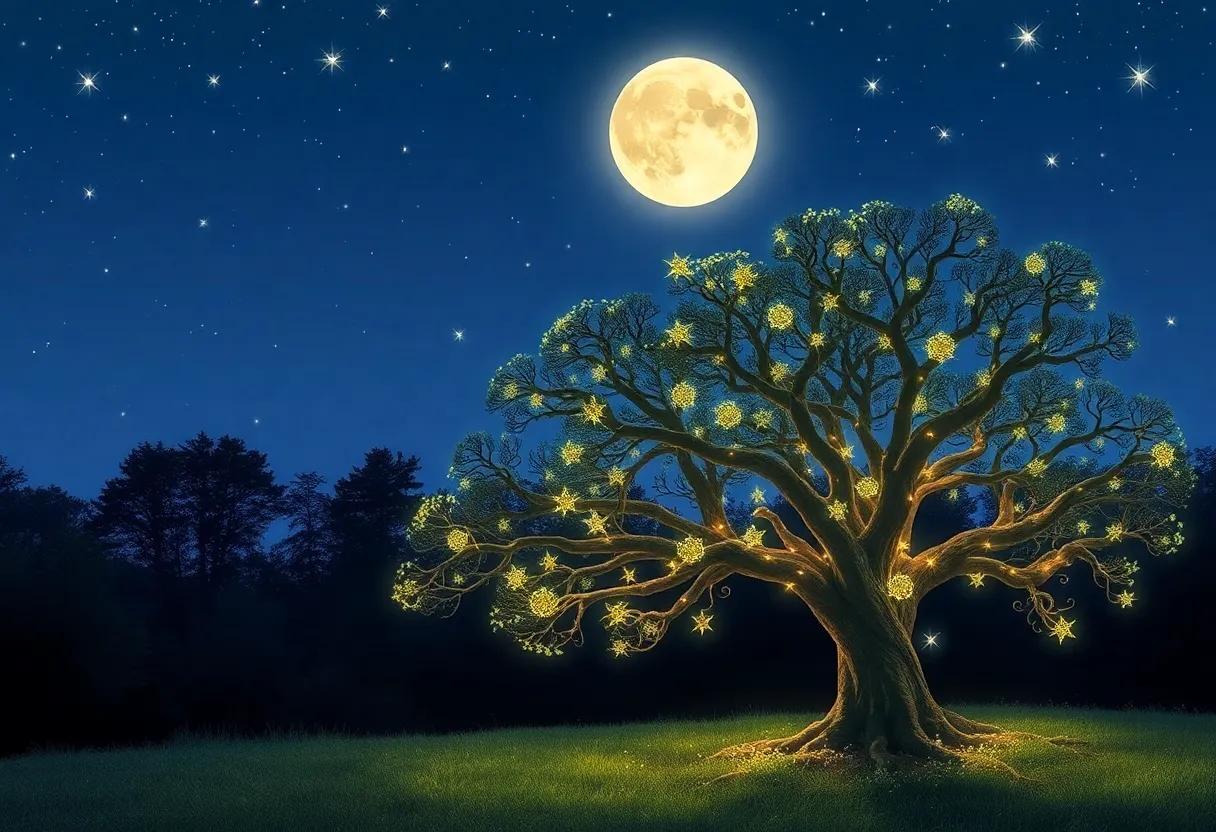 Moonlight Dancing on the Tree's Glittering Branches