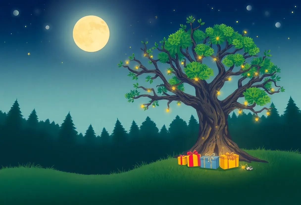 Whispers of the Moonlit Forest Surrounding the Tree