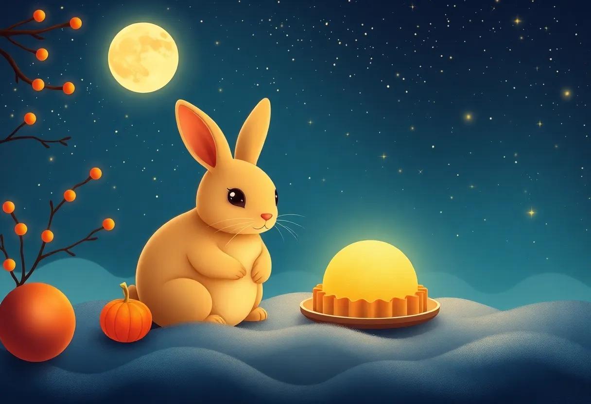 Sharing Mooncakes Under the Shimmering Starry Sky