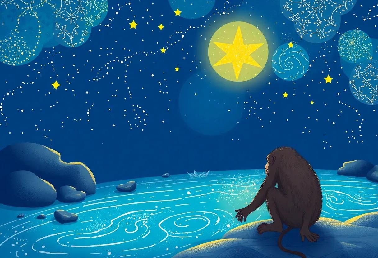 The‍ Curious Monkey and the Sparkling Star River