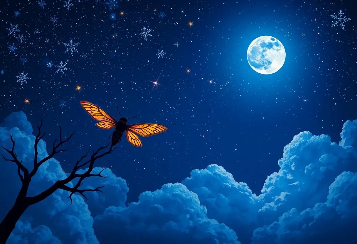 The Dance of Light Beneath the Moonlit Clouds