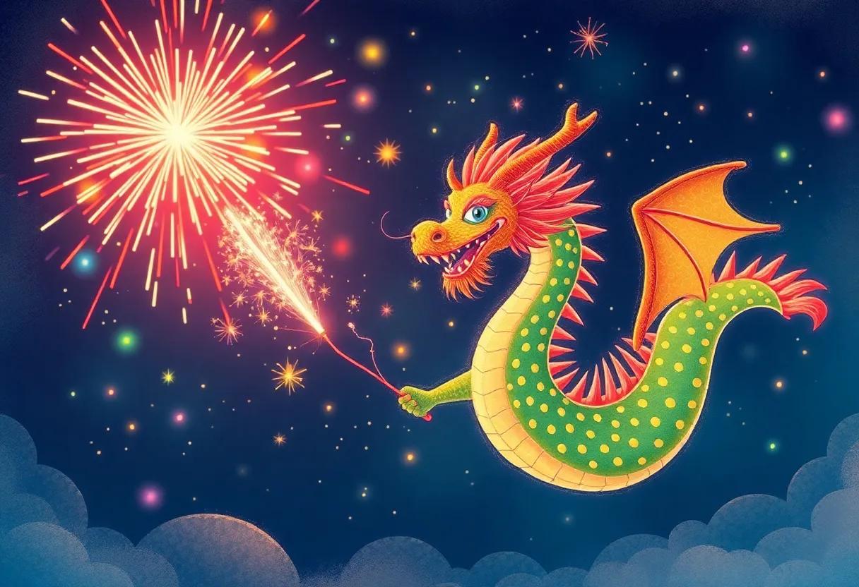 The Dragon's Sparkler Symphony of Colors and Sounds