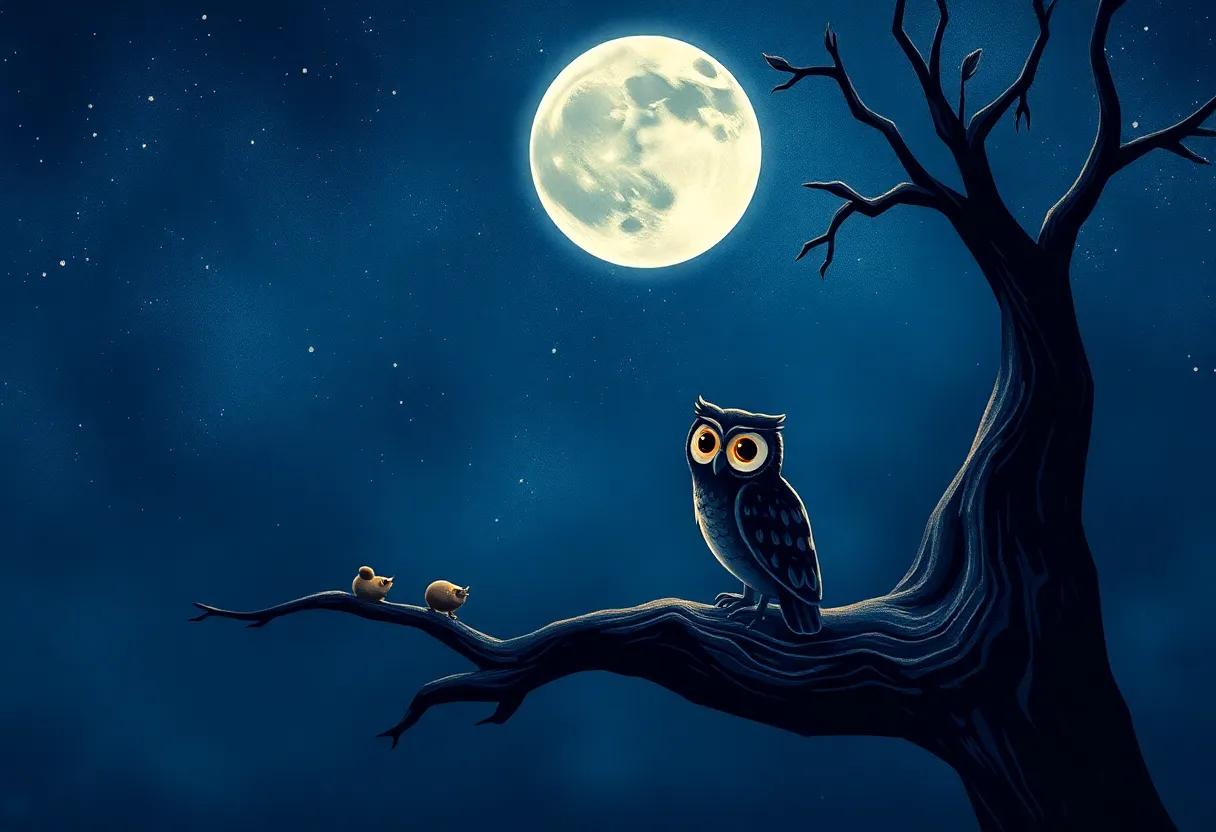 Ollie Owl Awakens Under the Silver Moon