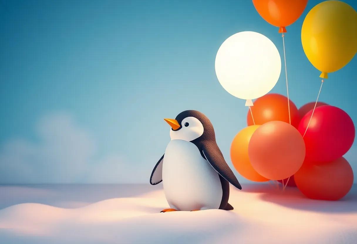 The Curious Penguin and the First Floating Balloon