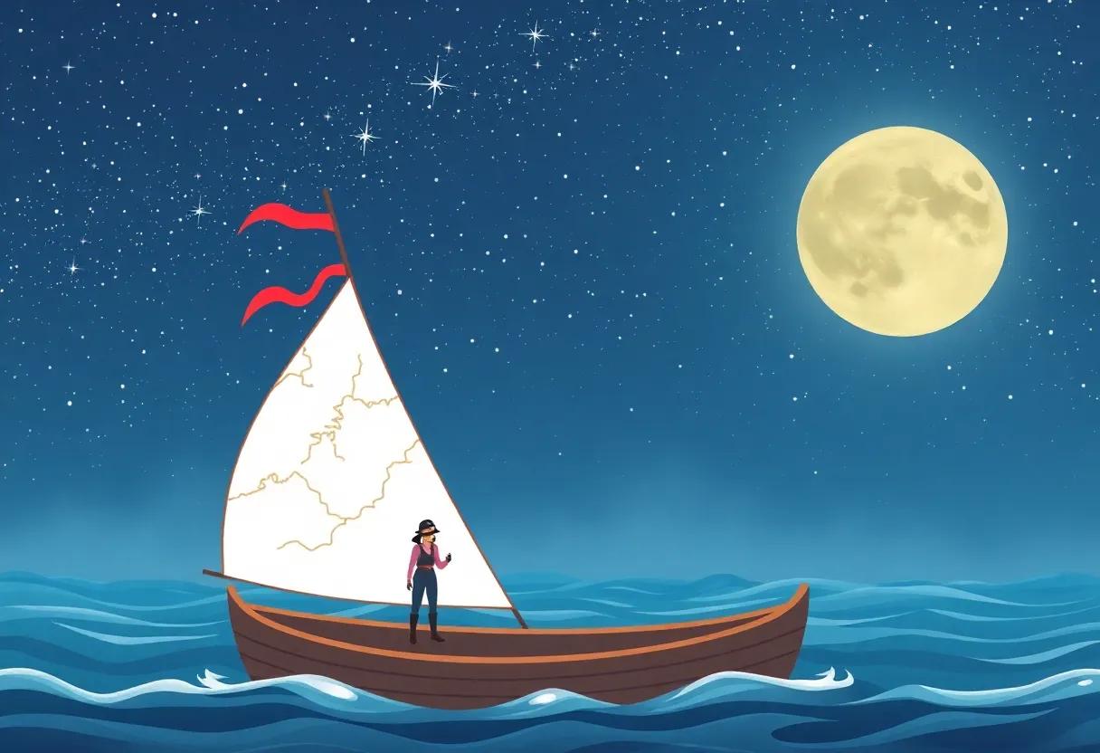 The Brave Pirate​ Girl Sets Sail Under a ⁢Starry ‌Sky