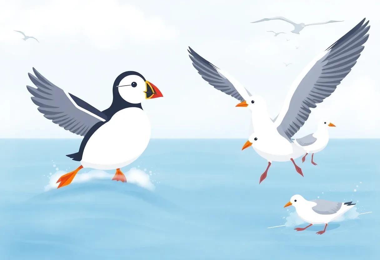 Friendly Seagulls Join the Seaside Frolic
