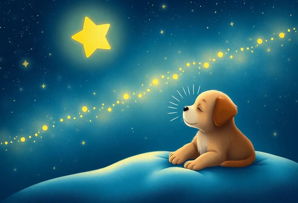 The Curious Puppy Gazing at the Night‍ Sky