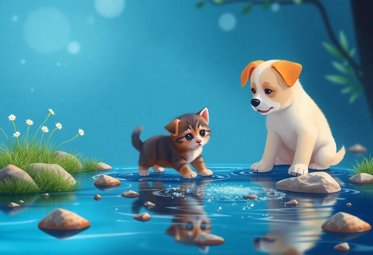 Crossing the Sparkling Stream with Careful Paws