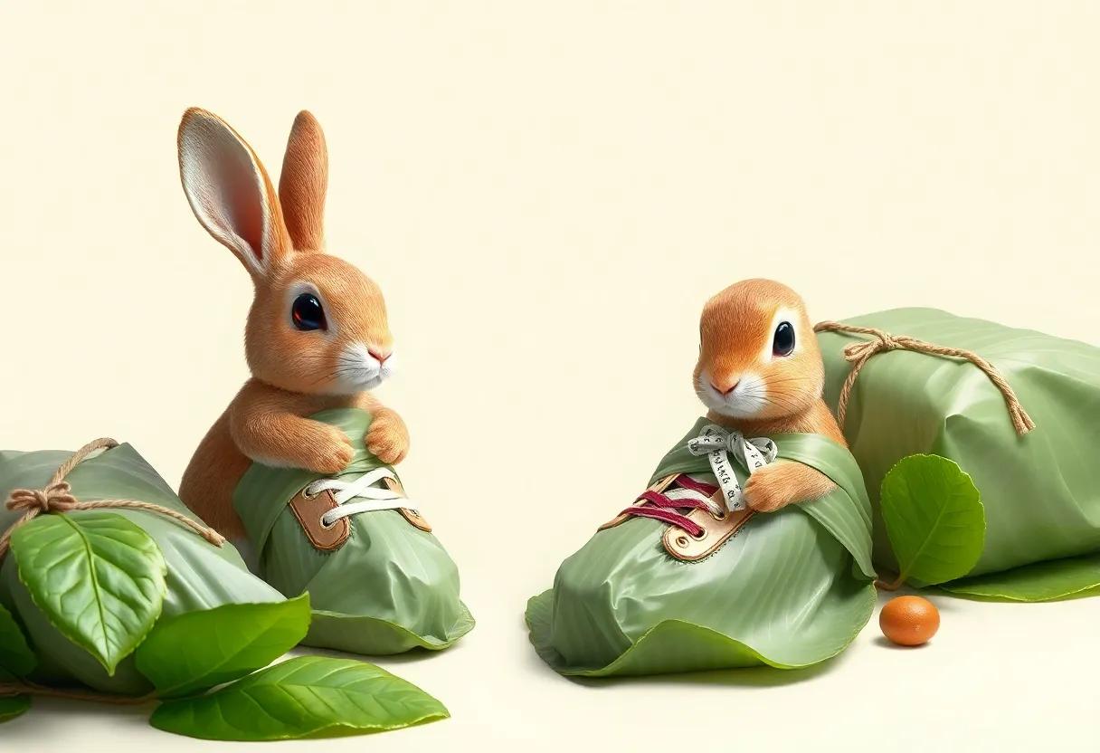 Packaging Shoes In Leafy Wraps For Delivery