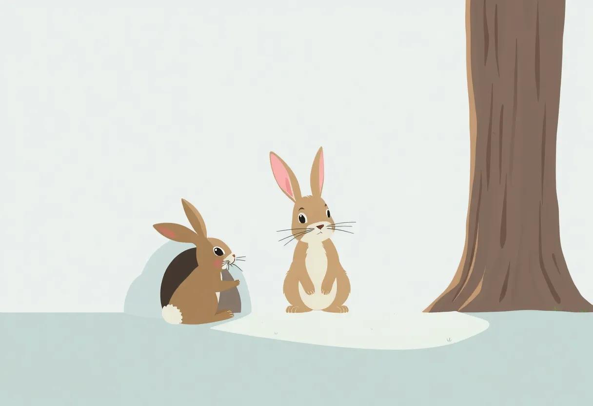 The Curious Rabbit Peeks Beyond the burrow entrance