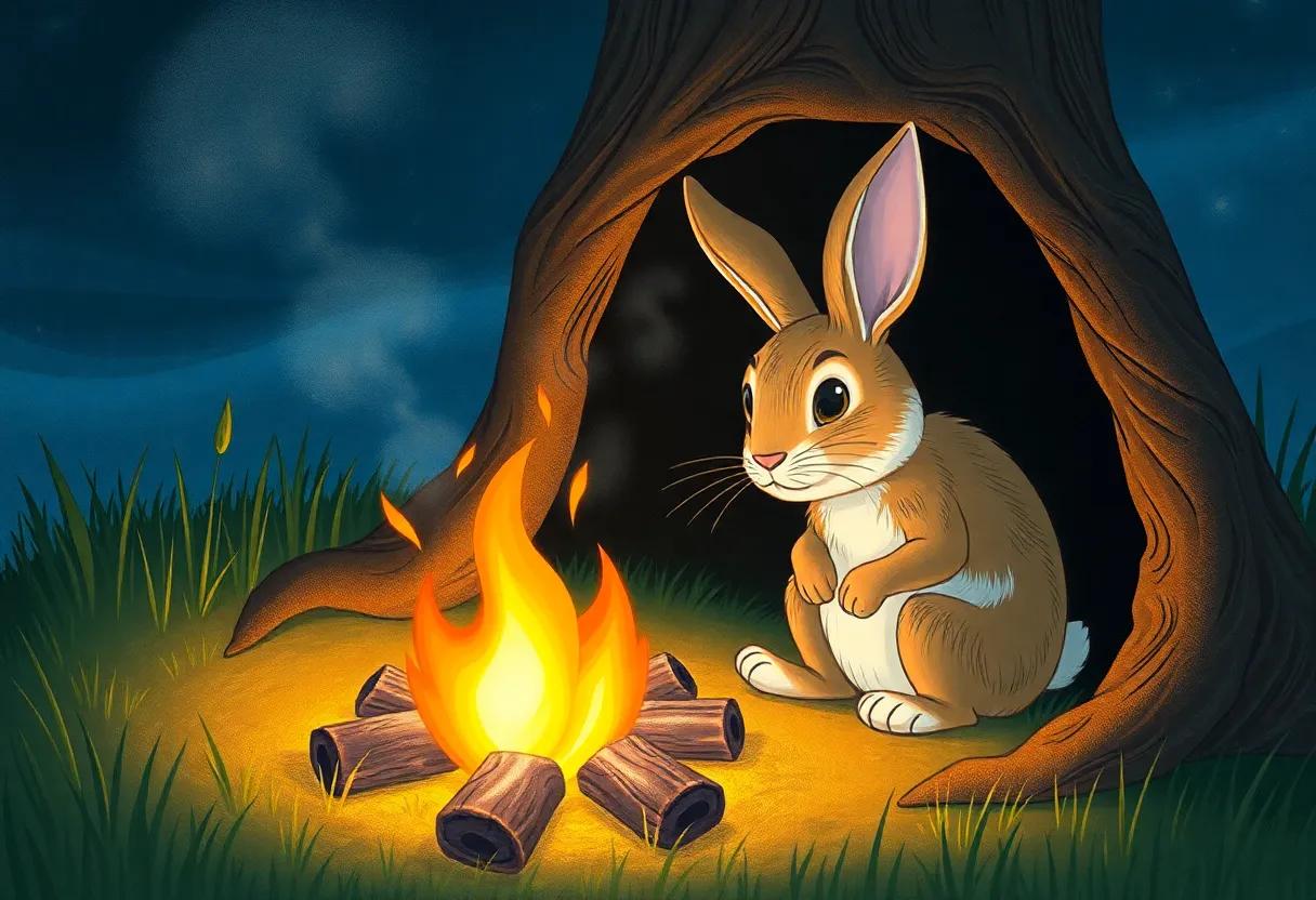 The⁣ Glow of the Bonfire⁣ Reflects in Rusty's Bright Eyes