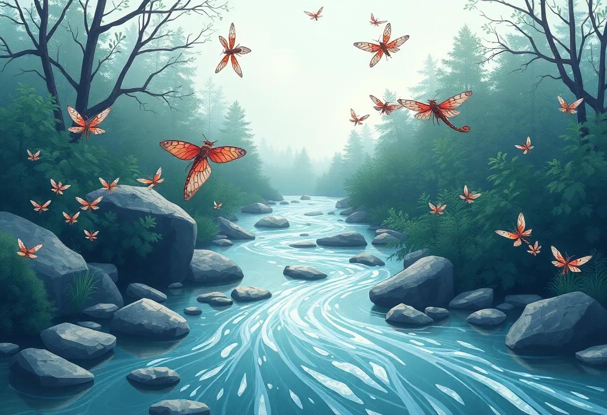 dancing with playful dragonflies above the flowing⁢ stream