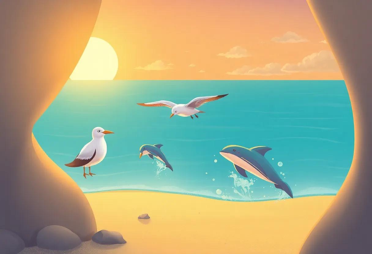 Chasing Playful Dolphins Beneath the Golden Sunset