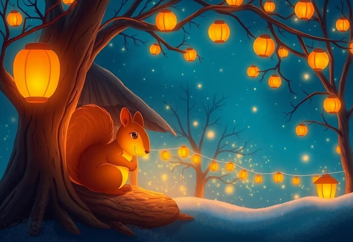 The Warm Glow of Lanterns Among twinkling Trees