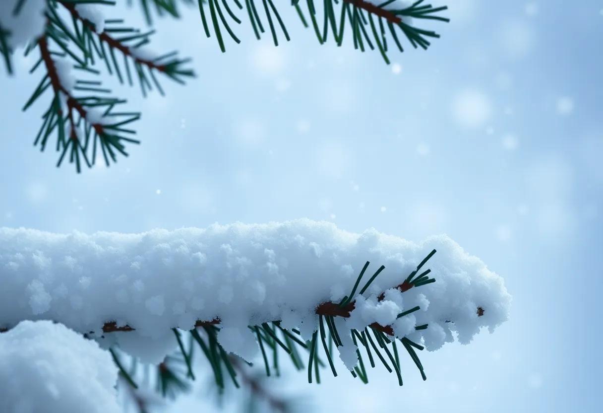 Snowflakes Dance around‍ the pine's Dreamy​ Needle Tips