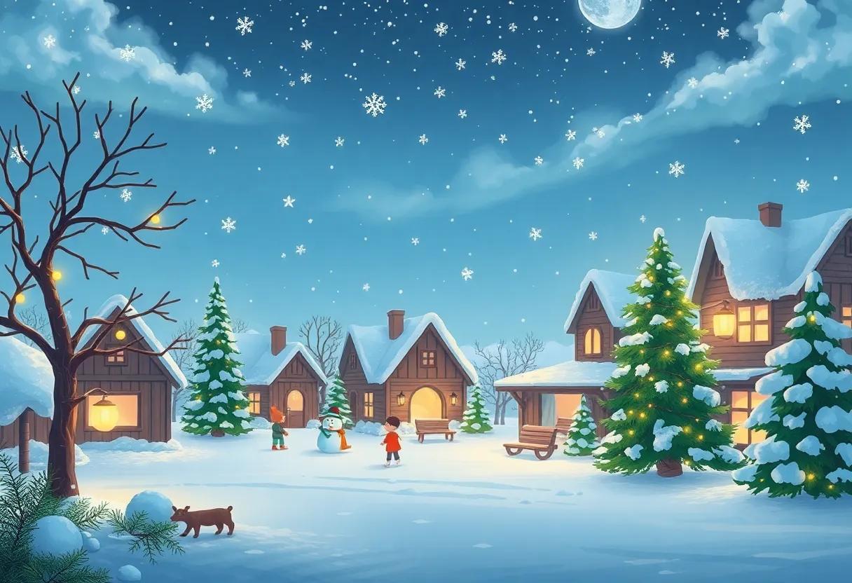The Snowy Pine's wish Illuminates‍ the Village Square