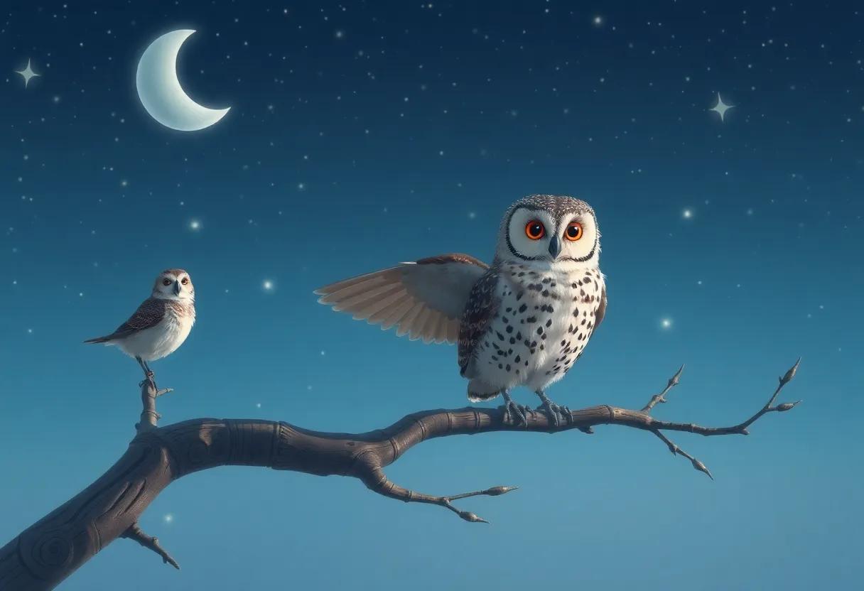 Meeting the wise Owl Under the Starry Sky