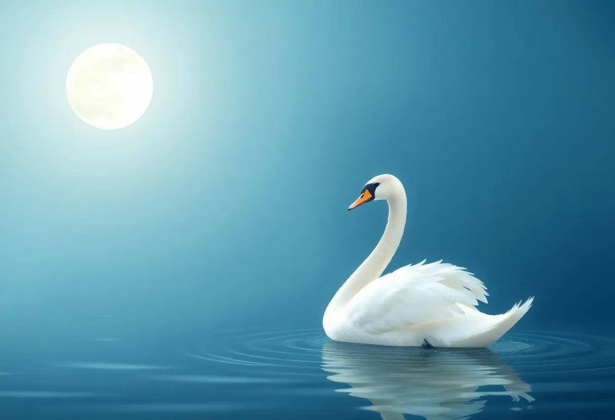 The Gentle Swan with a Shimmering Feather