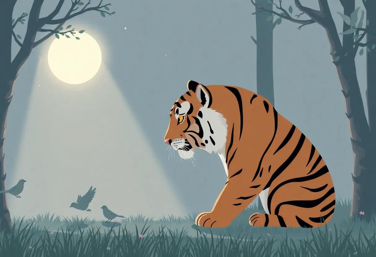 The Quiet forest Under Moonlight