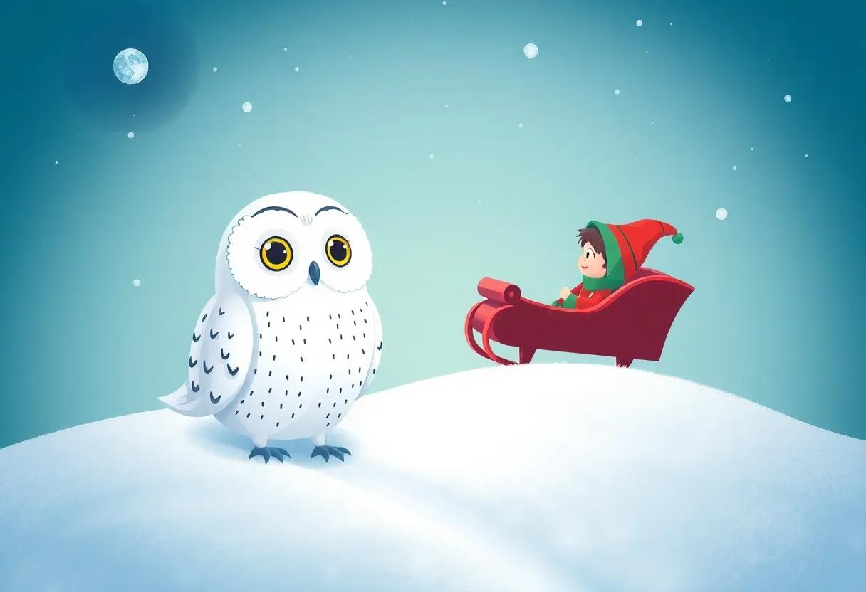 Meeting the Friendly Snow Owl with Wise, Twinkling Eyes