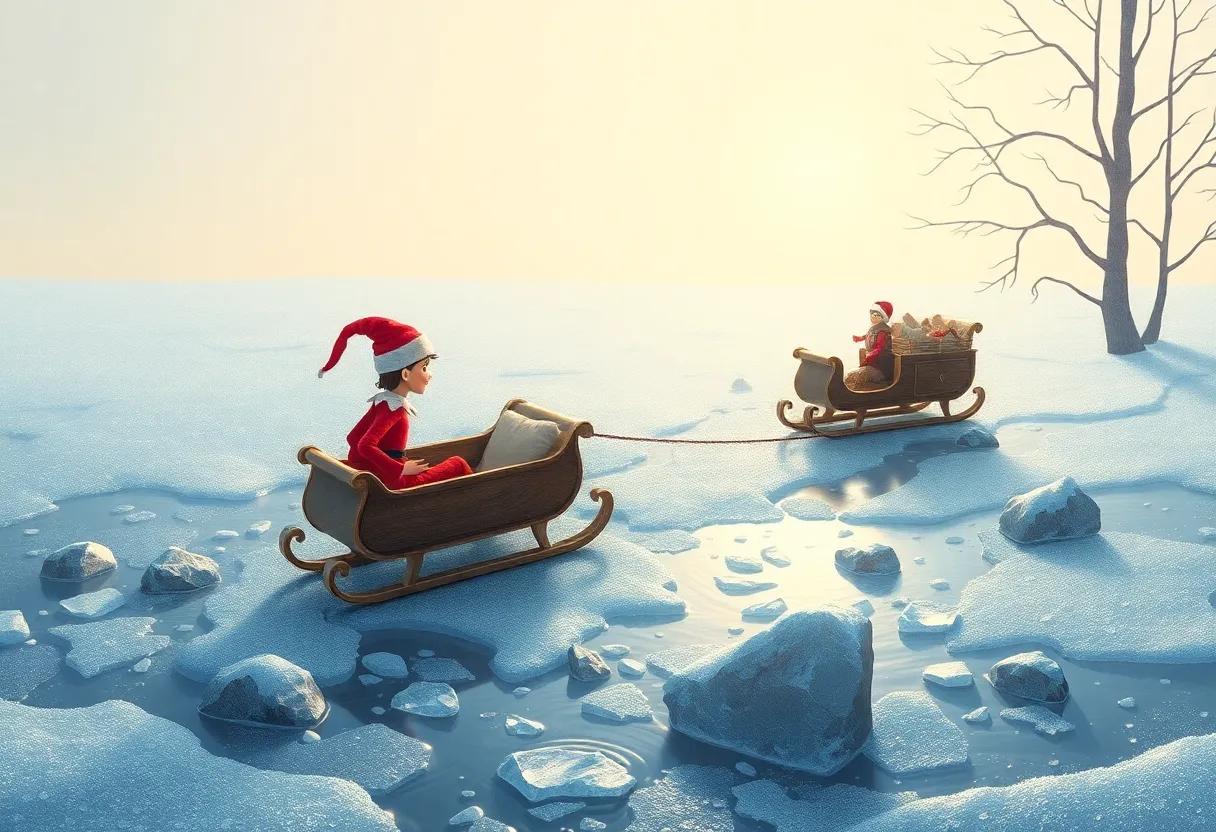 Crossing the icy Stream on a Bed of Shimmering Crystals