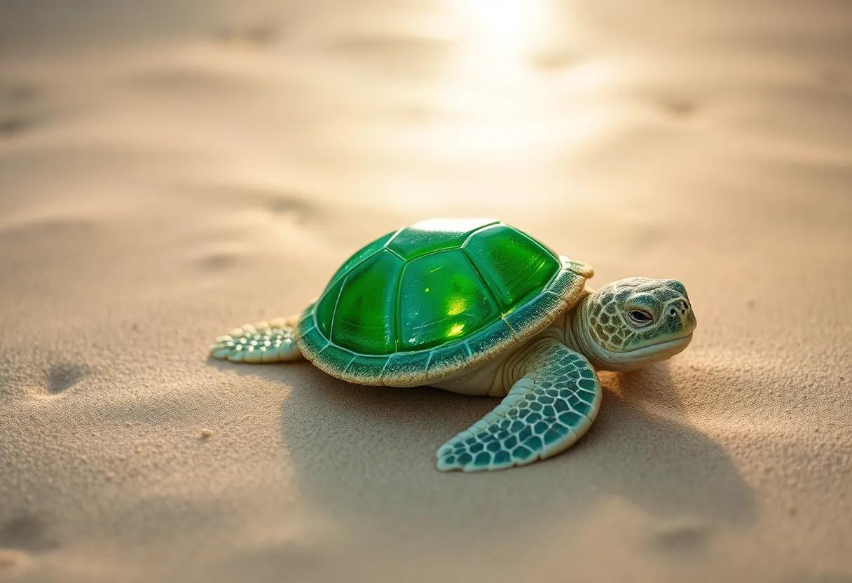 Dreamy Shores Mirrored in⁢ the ​Turtle's closed Eyes