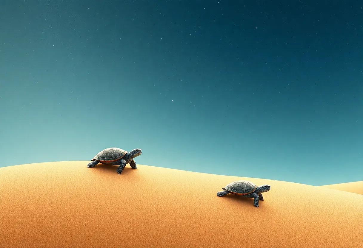 The Tiny Turtle's Careful Path Through the Dunes