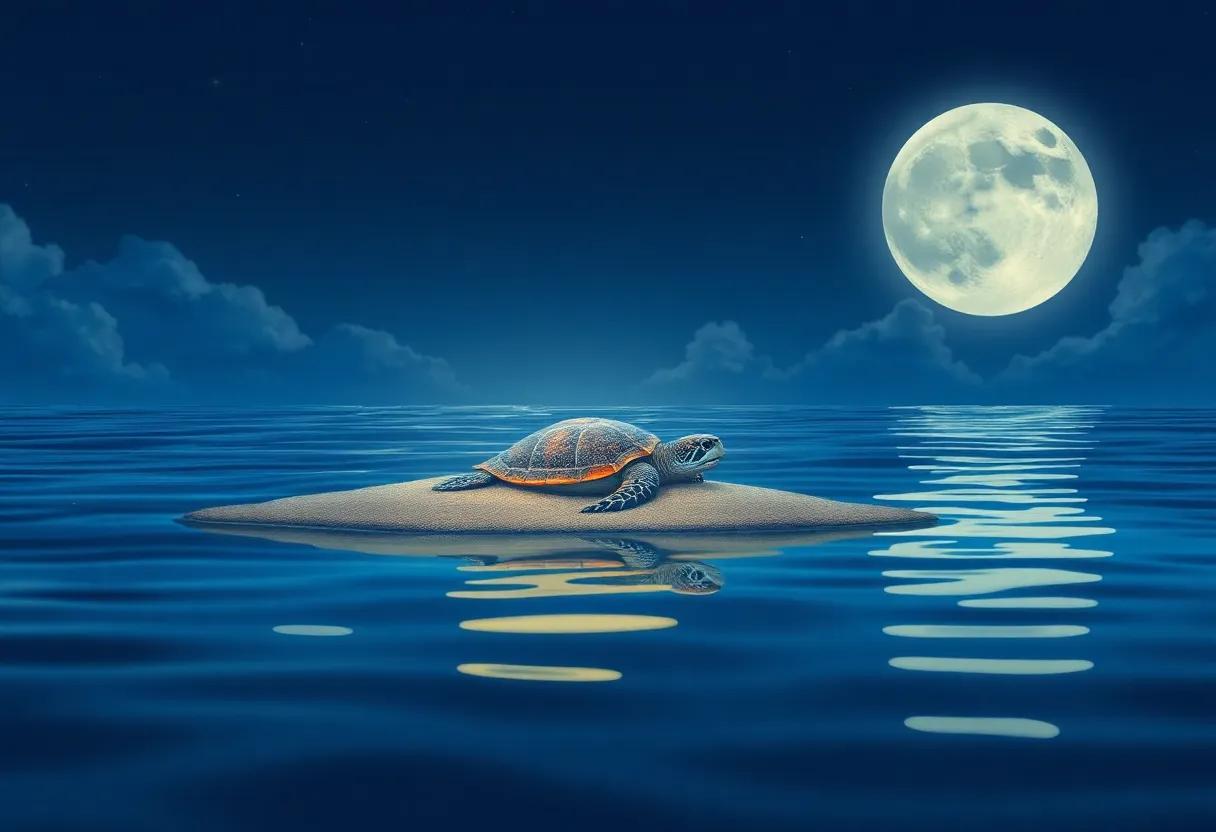 Moonlight ​Reflections on the Calm Ocean Surface
