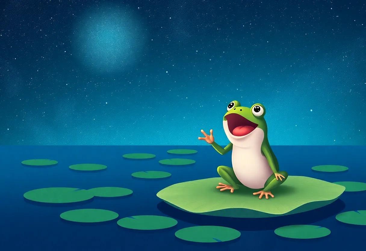 Tommy Toad's Sparkling Smile Under the Starry Sky