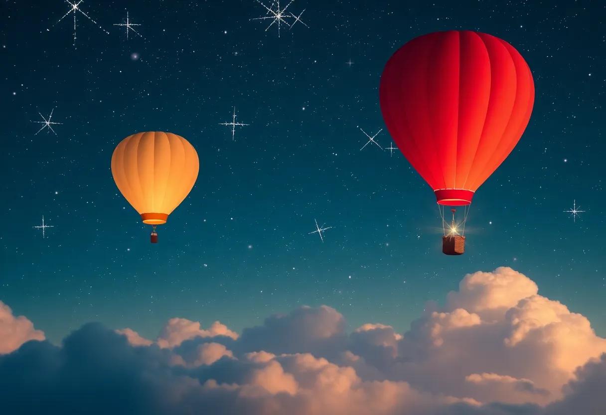 The Balloon's ⁣Glow Illuminates a Starry sky