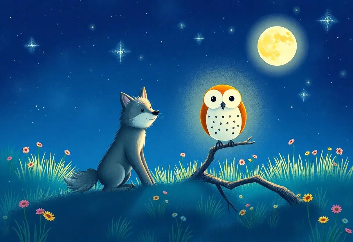 Meeting Luna the Wise‌ Owl Under the Moonlight