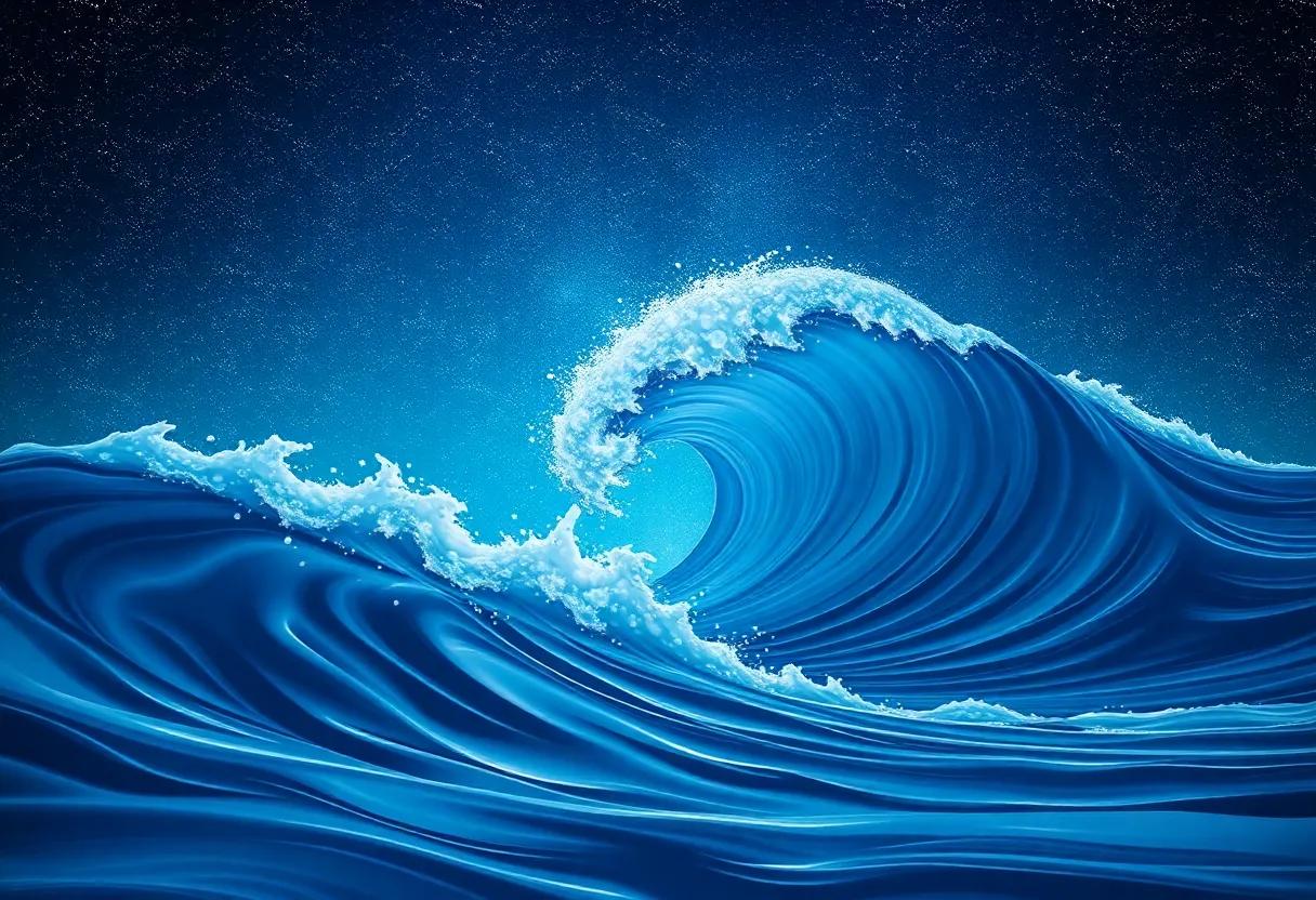 The Wave's⁣ First ​Graceful Twirl Under Starlit Skies