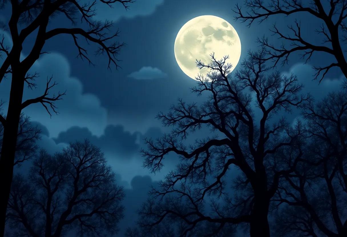 Whispers of the Night Breezes Through Ancient Trees