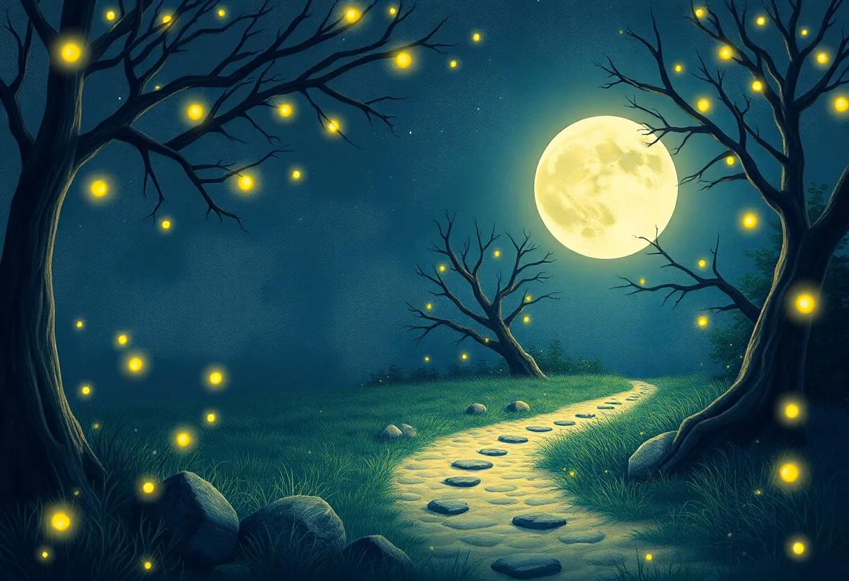 A Hidden Path⁣ Illuminated by Fireflies