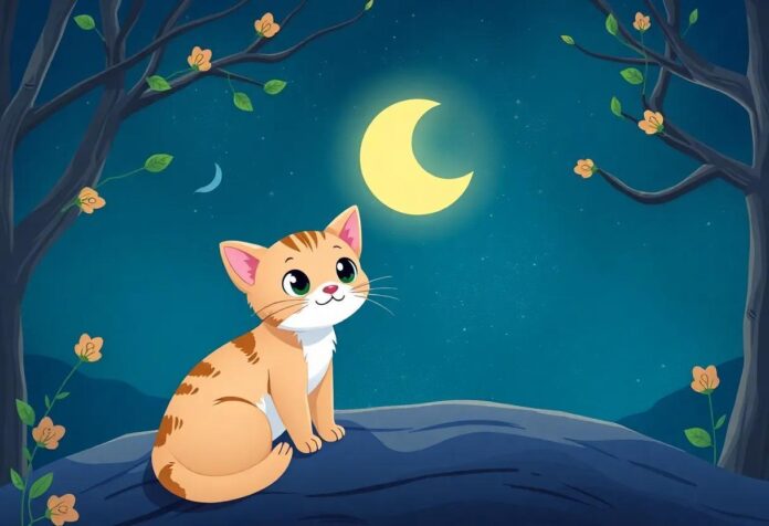 The Curious Kitten’s Moonlit Mirth: A Whimsical Nighttime Adventure