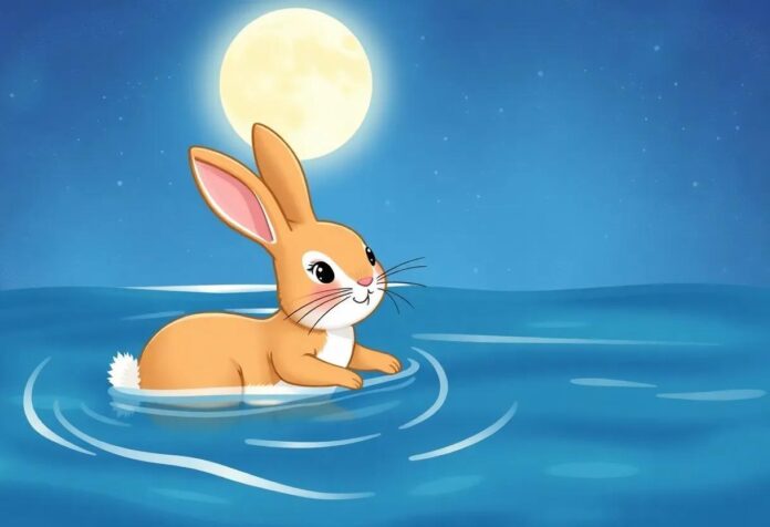 The Rabbit Who Discovered the Joy of Swimming Under the Moonlight