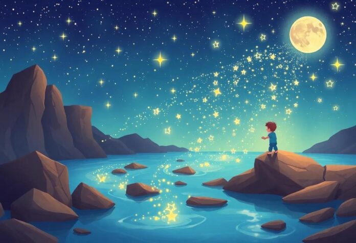 The Boy’s Magical Journey to the River Made of Shimmering Stars