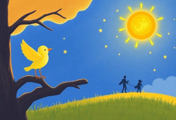 The Little Bird Who Sent Sunny Letters Across the Sky Each Night