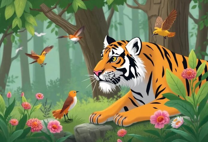 The Brave Tiger’s Promise: Guardian of the Forest Birds’ Whispers
