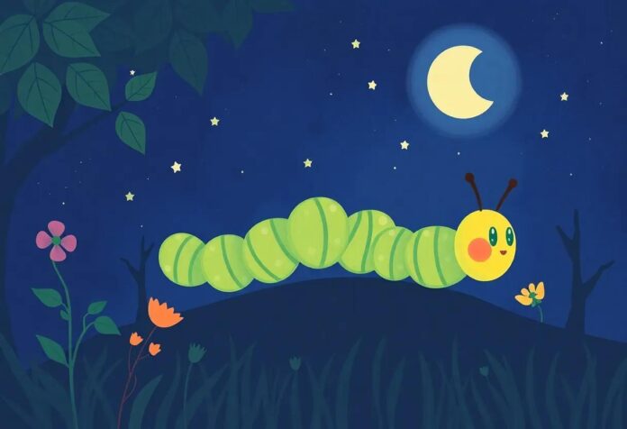 The Little Caterpillar’s Dream: Dancing Through the Garden Night