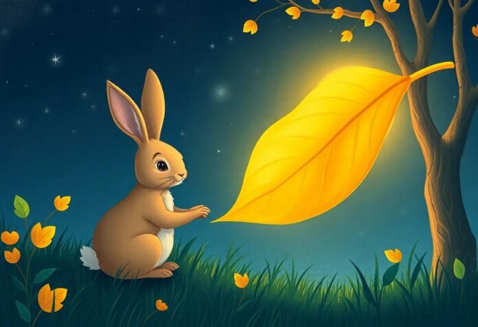 The Rabbit’s Magical Discovery: The Tale of the Golden Leaf Under Moonlight