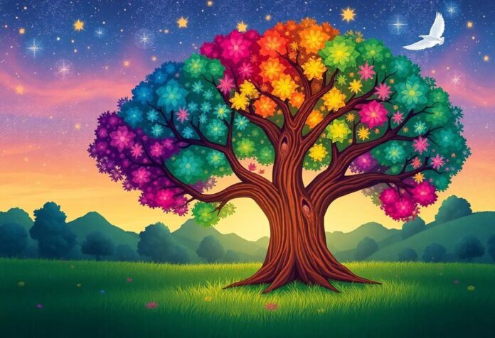 The Enchanted Tree That Shifted Its Colors Every Hour at Twilight
